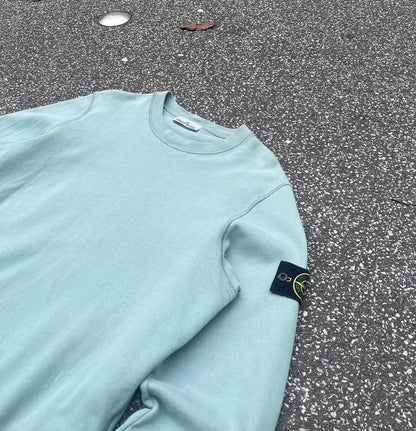 Brugt Stone Island Sweatshirt sweater i god stand i L large turkis farve 771563020 Grøn green