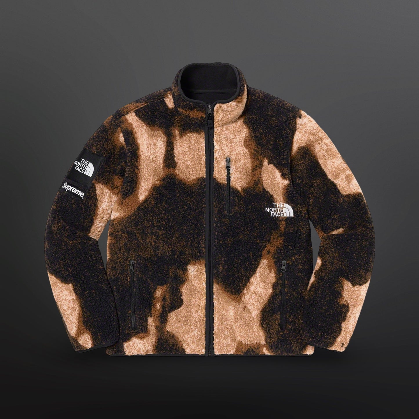 Supreme® x The North Face® Bleached Denim Print Fleece Jacket M Medium