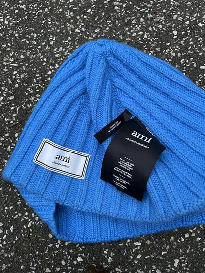 Brugt Ami Paris Hue Hat Beani Alexandre Mattiussi One Size i blå farve