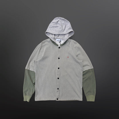 Stone Island Marina Hooded Overshirt – Green/Stripe – Large