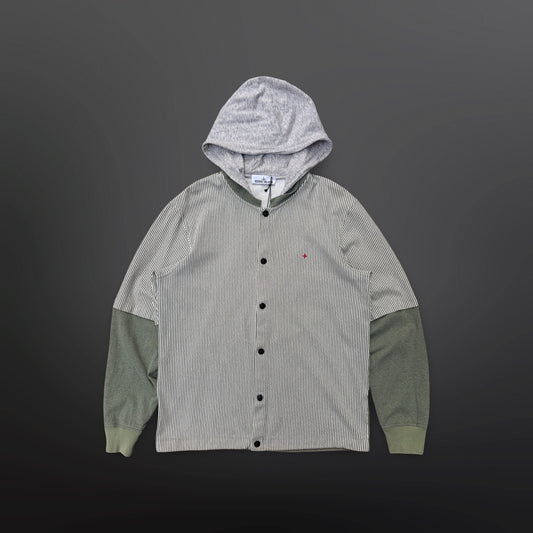 Stone Island Marina Hooded Overshirt – Green/Stripe – Large