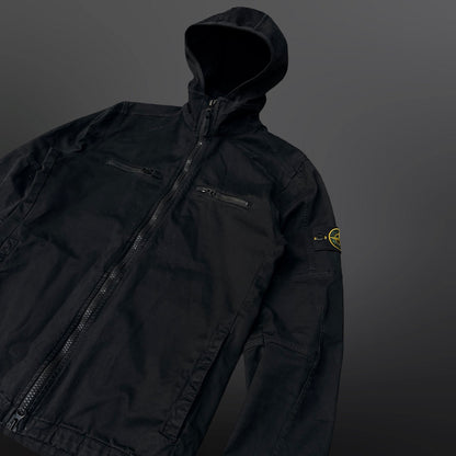 Stone Island Hooded Jacket M Medium Sort Black
