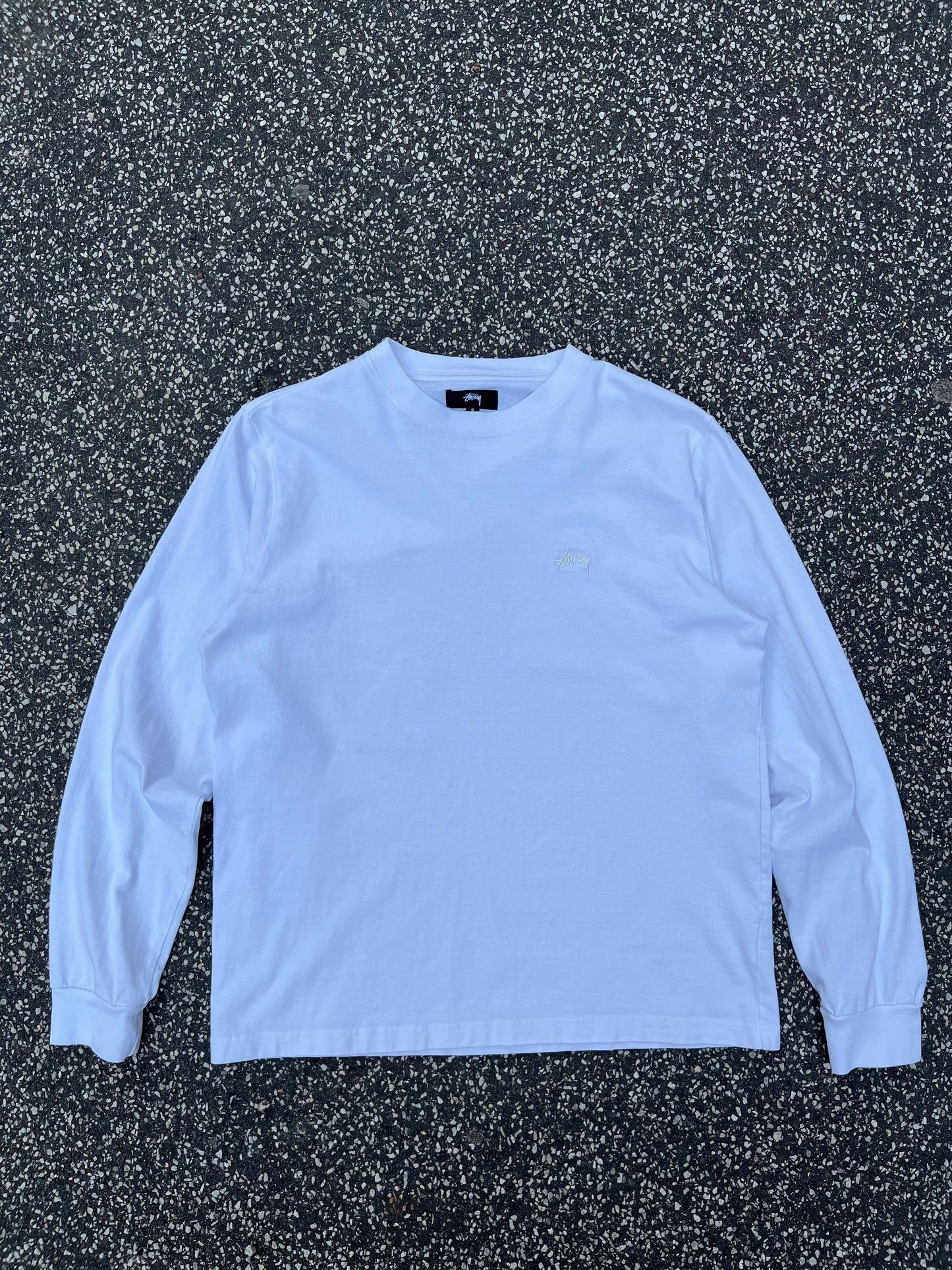 Stüssy Longsleeve Sweatshirt Hvid, Str. S