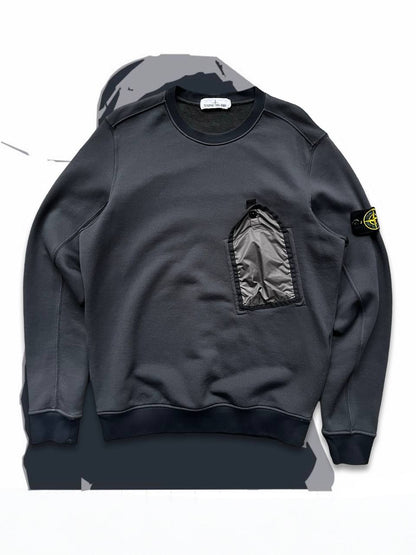 Brugt Used Stone Island Sweatshirt med lomme i Medium Grå Grey 711564046