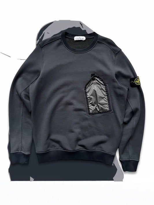 Brugt Used Stone Island Sweatshirt med lomme i Medium Grå Grey 711564046
