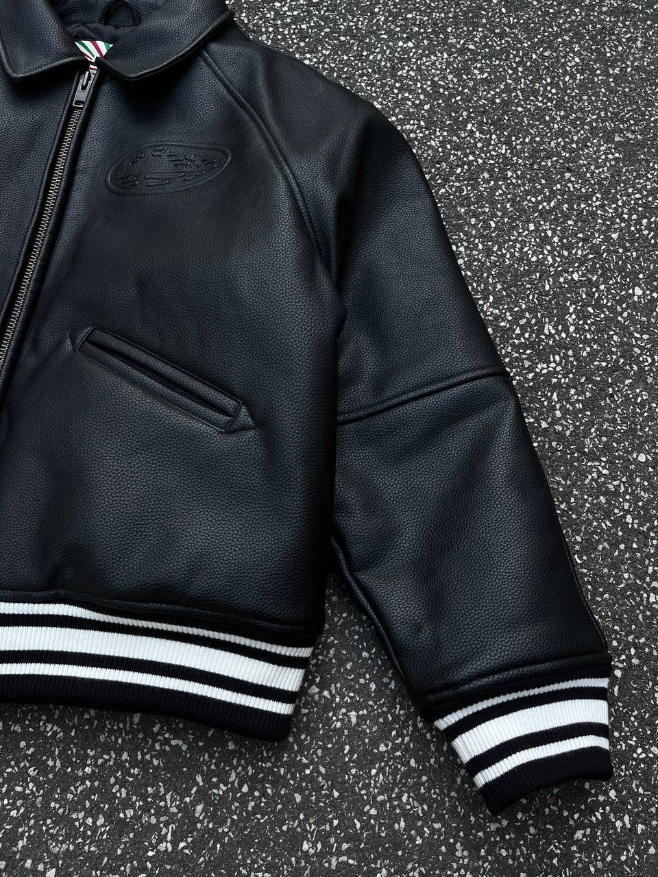 Corteiz Leather Jacket L Large Læderjakke i Sort