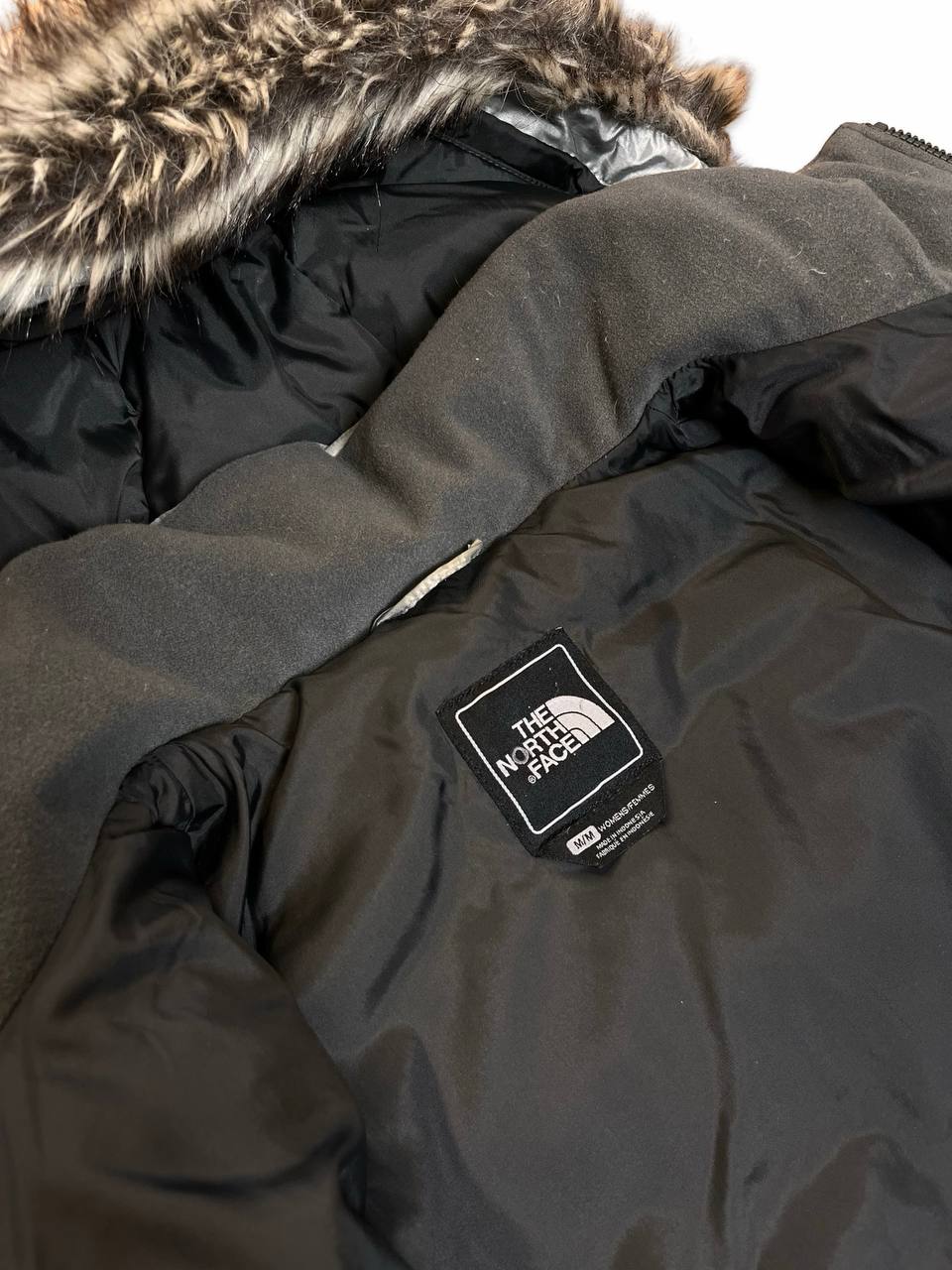 Brugt Used The North Face Dunjakke Vintage Puffer I Silver Sølv farve i M medium Dame i god stand