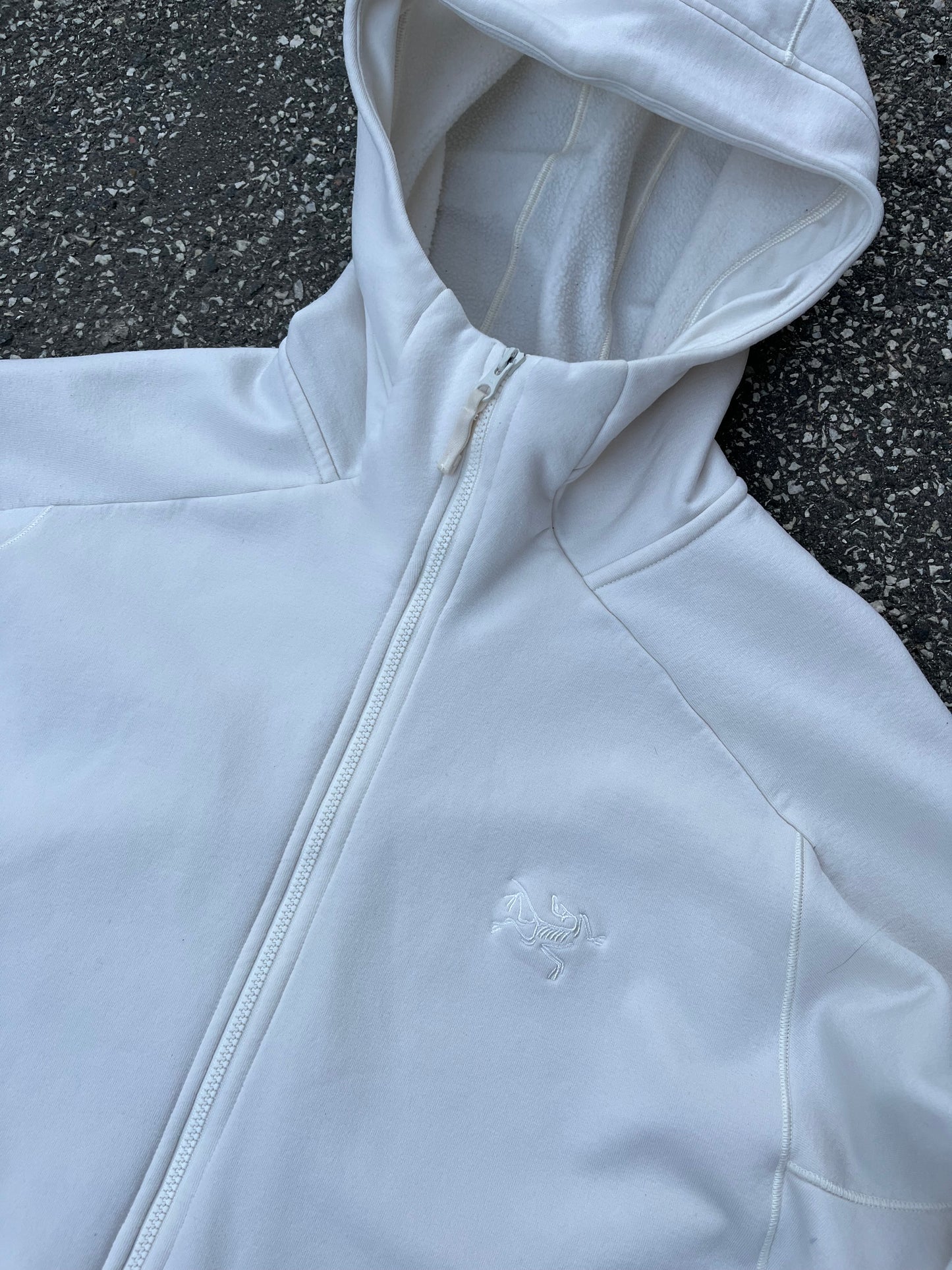 Arc’teryx Fleece Full-Zip Hoodie – White XL Dame M–L Herre