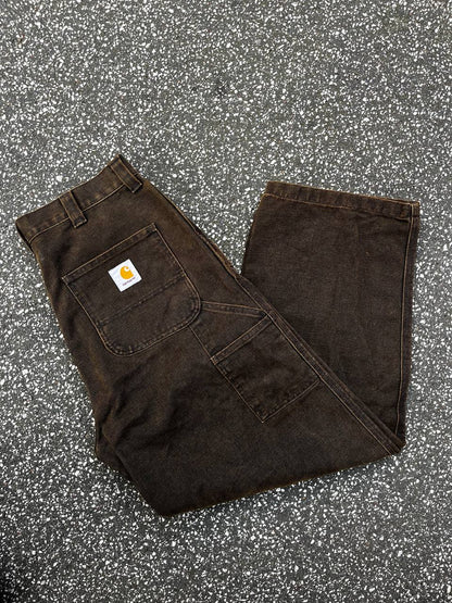 Vintage Carhartt WIP bukser jeans arbejdsbukser baggy jeans OG single knee pant i brun i S Small