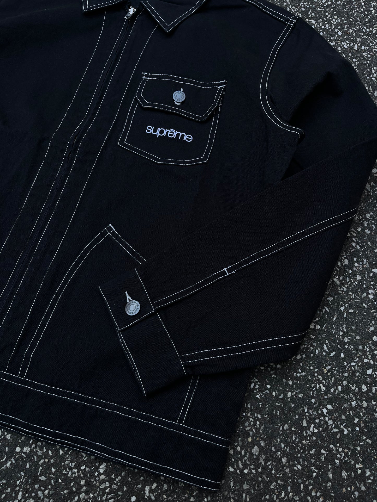 Supreme Canvas Work Jacket Sort, Str. M Sort Black Brand New