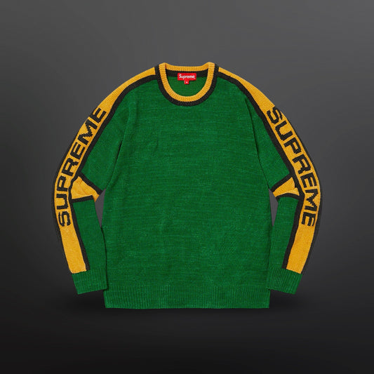 Supreme Stripe Chenille Sweater – Grøn/Gul L Large Brand New