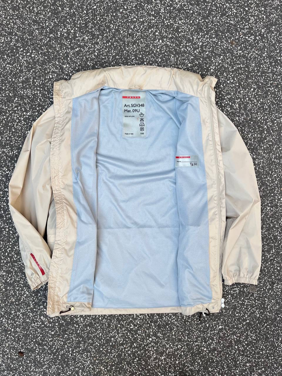 Prada 2-in-1 Jakke og Taske i Beige Creme L Large Str.50 Vintage