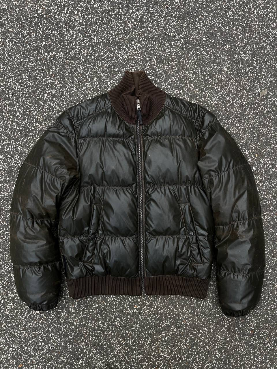Prada Puffer Dunjakke Black Label Vintage Jacket Brun Str.50 M-L