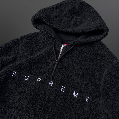 Supreme Sherpa Half Zip Hoodie – Sort – Medium