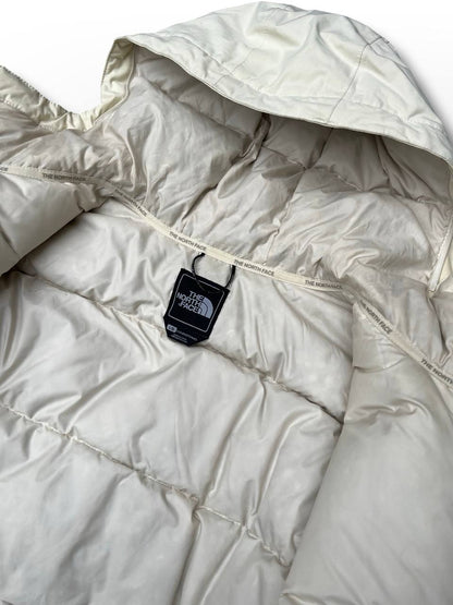 Brugt Used Vintage Vinterjakke Skijakke Hvid The North Face puffer dynjakke med Bælte og hætte kvinde dame model L large
