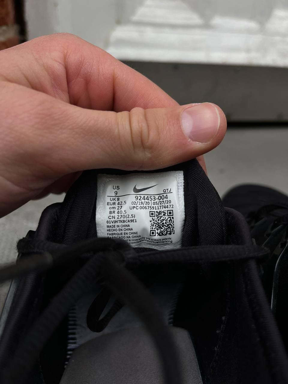 Nike Air Max VAPOMAX PLUS “TRIPLE BLACK” 42,5 US 9 Brugt Used