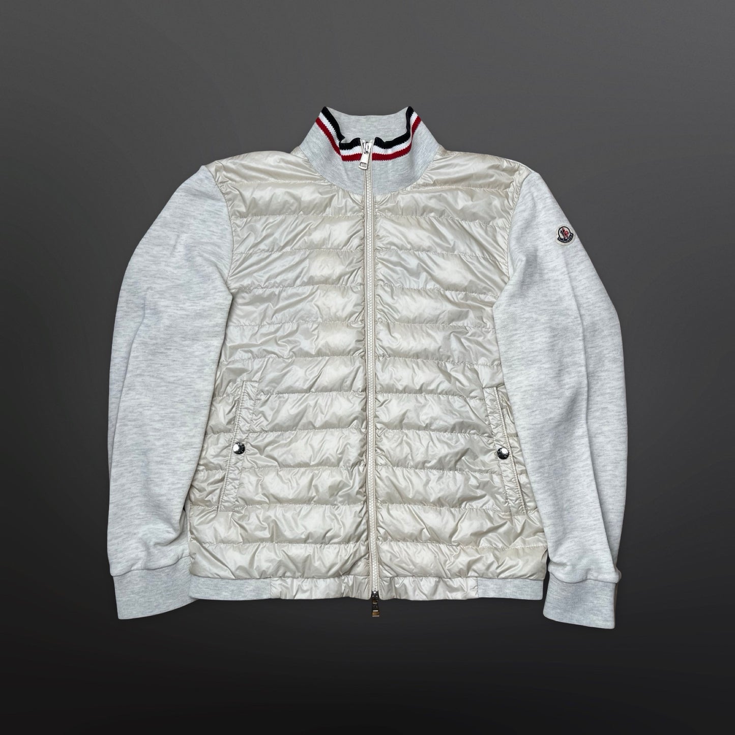 Moncler Dun Cardigan Grå Beige Creme M Medium