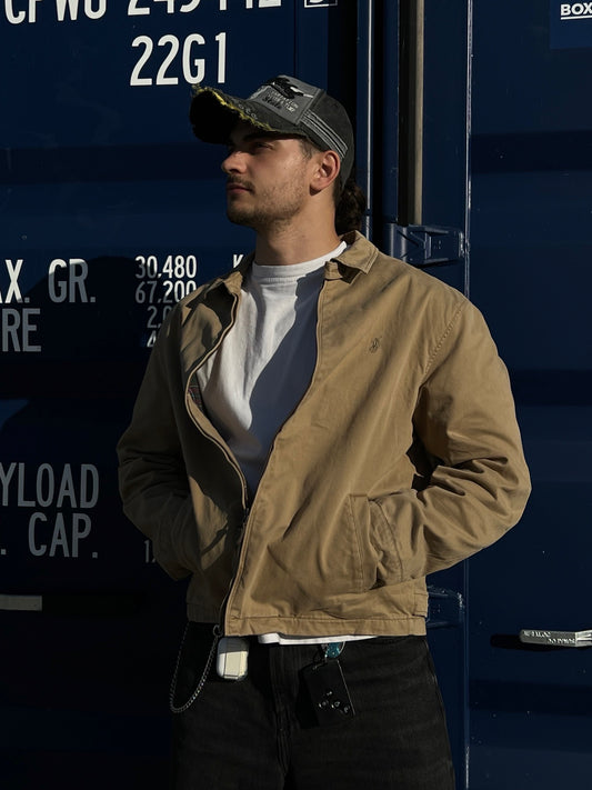 Brugt Used Vintage Polo Ralph Lauren Harrington jakke / jacket i beige / brun L large