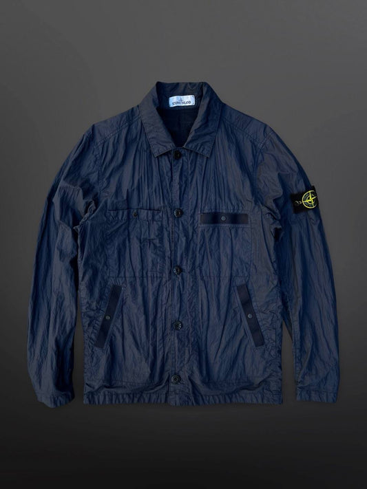 Stone Island SI PA/PL Seersucker-TC Jakke Sommerjakke i M Medium Navy Mørkeblå Brugt Used