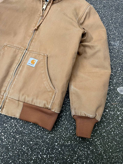 Vintage Carhartt WIP Active Jacket vinter workwear jakke fra Carhartt USA i M medium Beige med fleece insulation Unisex