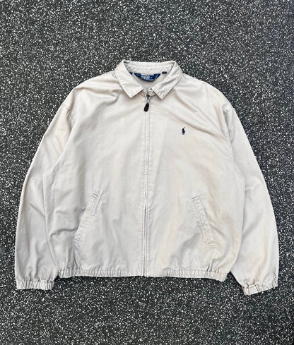Brugt Used Vintage Polo Ralph Lauren Harrington jakke i beige Old Money style XL extra large