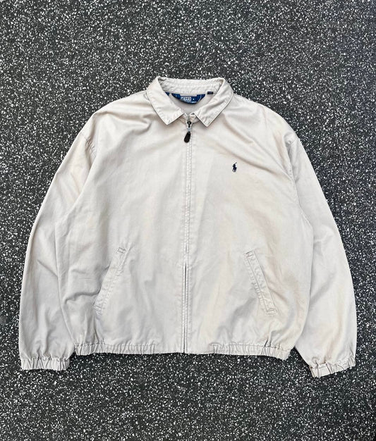 Brugt Used Vintage Polo Ralph Lauren Harrington jakke i beige Old Money style XL extra large