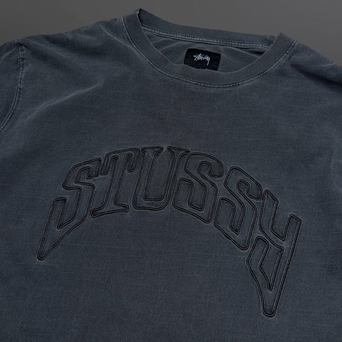 Stüssy Distressed Logo Longsleeve – Grey (Large)