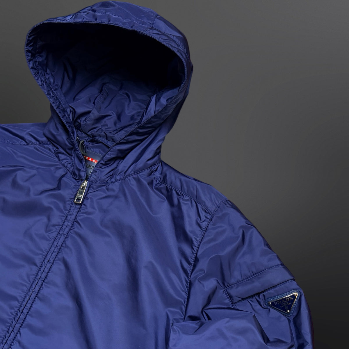 Prada Nylon Hooded Jacket – Blue – XL