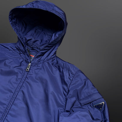 Prada Nylon Hooded Jacket – Blue – XL