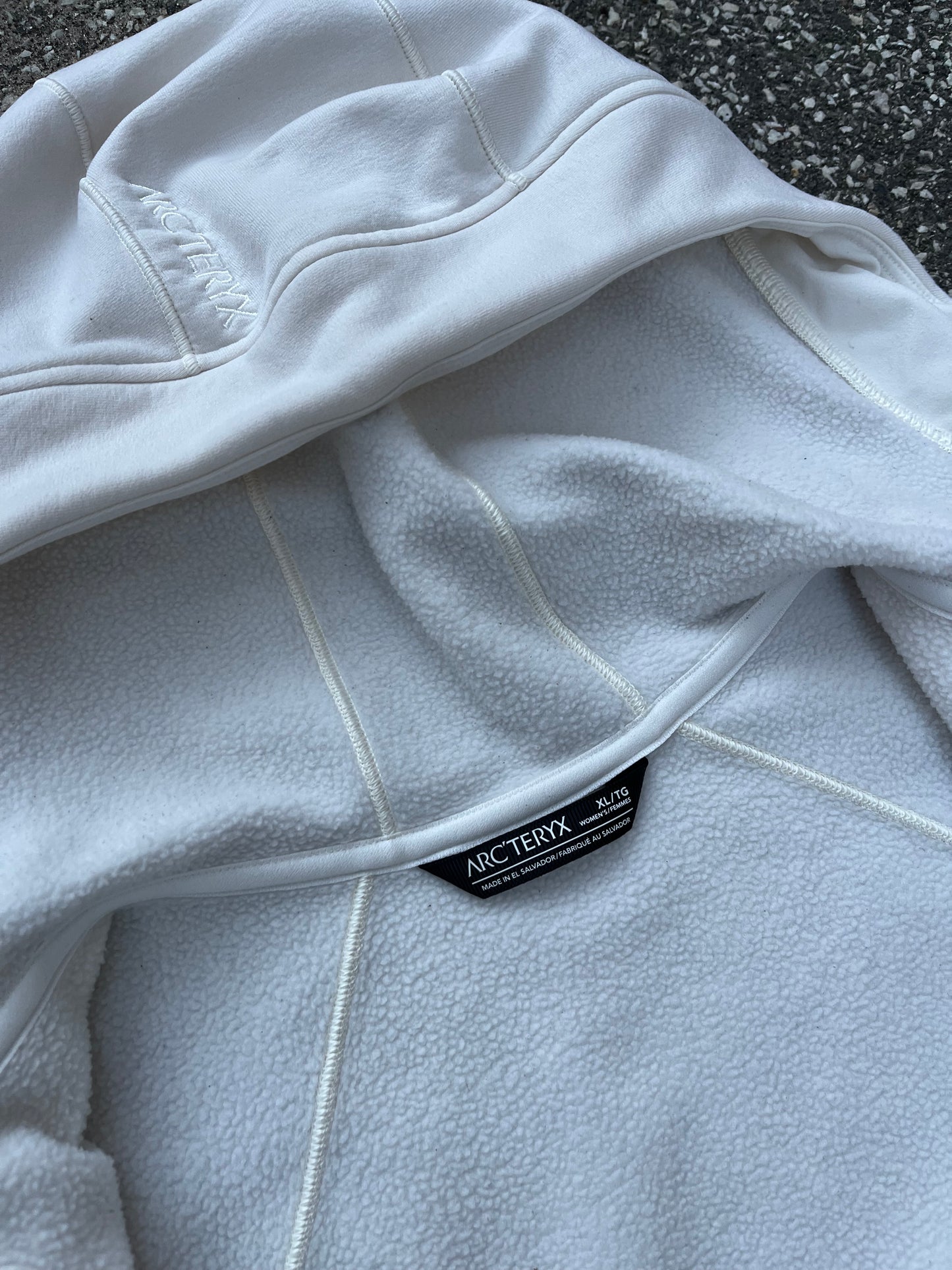Arc’teryx Fleece Full-Zip Hoodie – White XL Dame M–L Herre