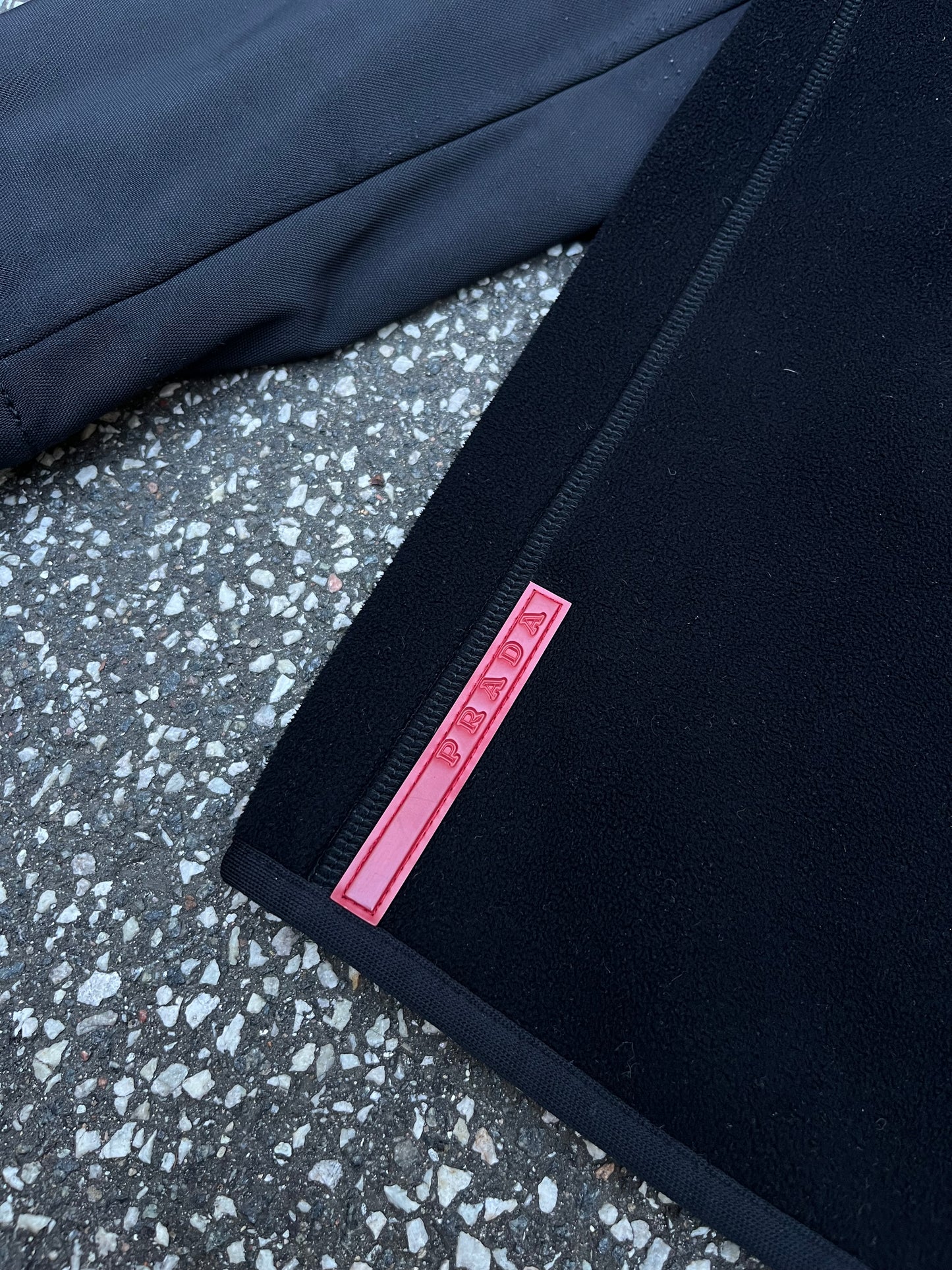 Prada Fleece Nylon Jakke 50 L Large Sort Made In Italy
