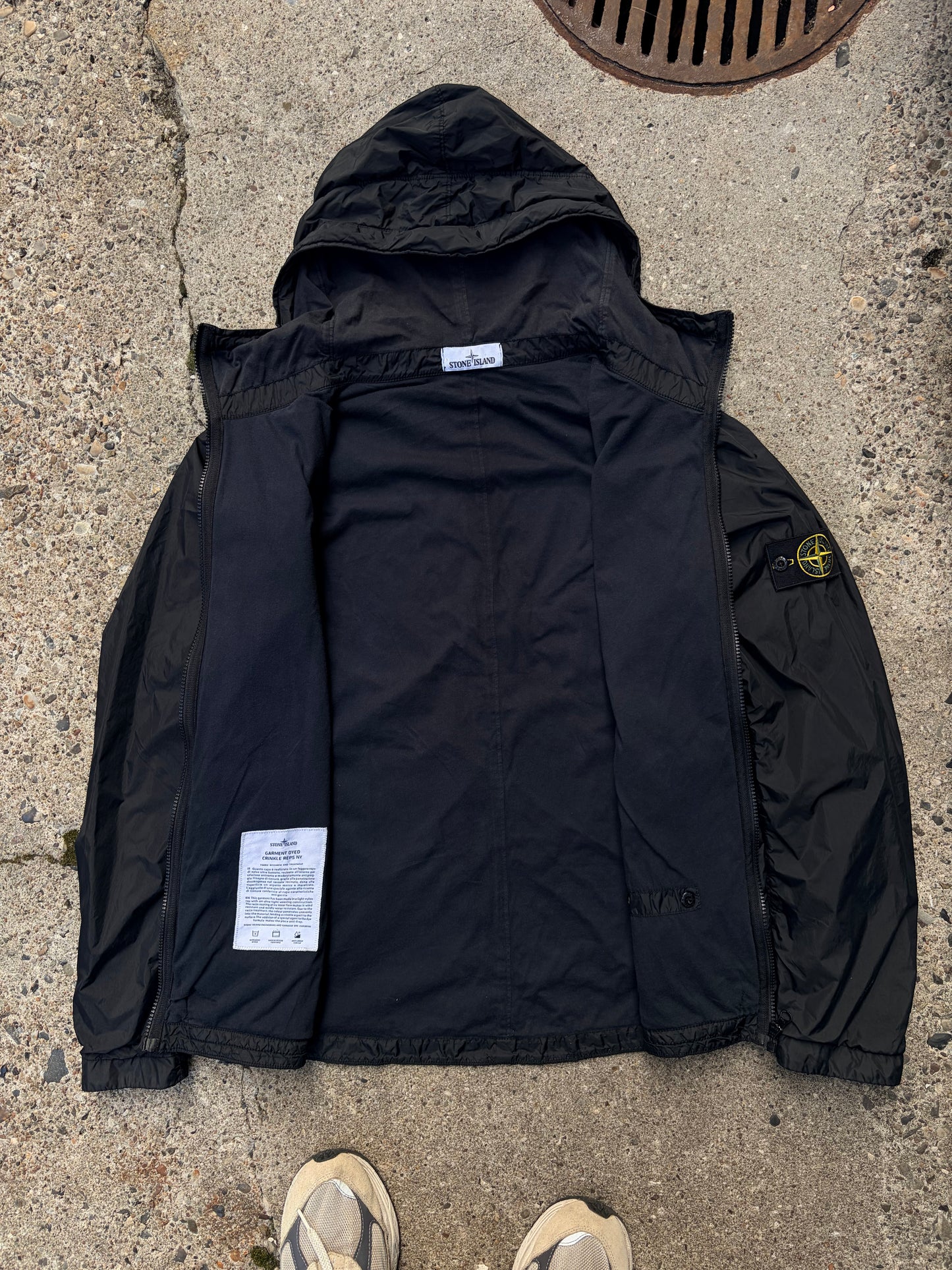 Stone Island Garment Dyed Crinkle Reps NY Hooded Jacket – Black – Large
