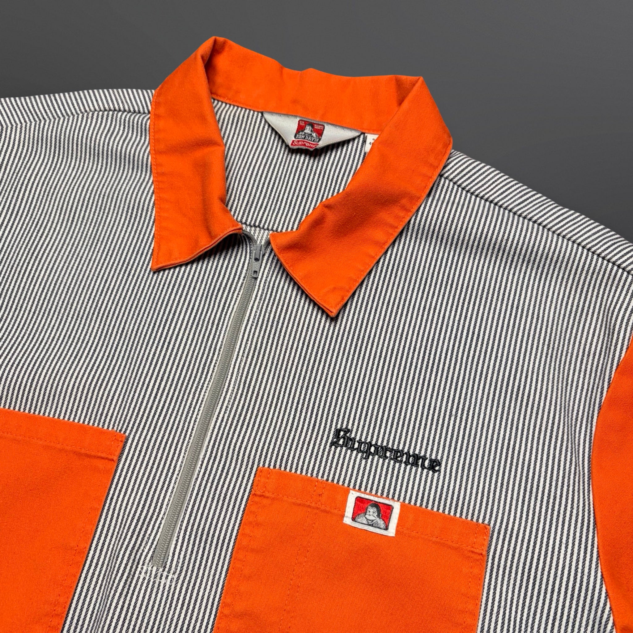 Supreme x Ben Davis Half Zip Work Shirt Orange Stripe – Medium