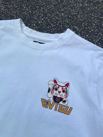 Evisu T-Shirt Evisu Tee i Hvid Japansk Stil Stor Logo Herre Brugt Used