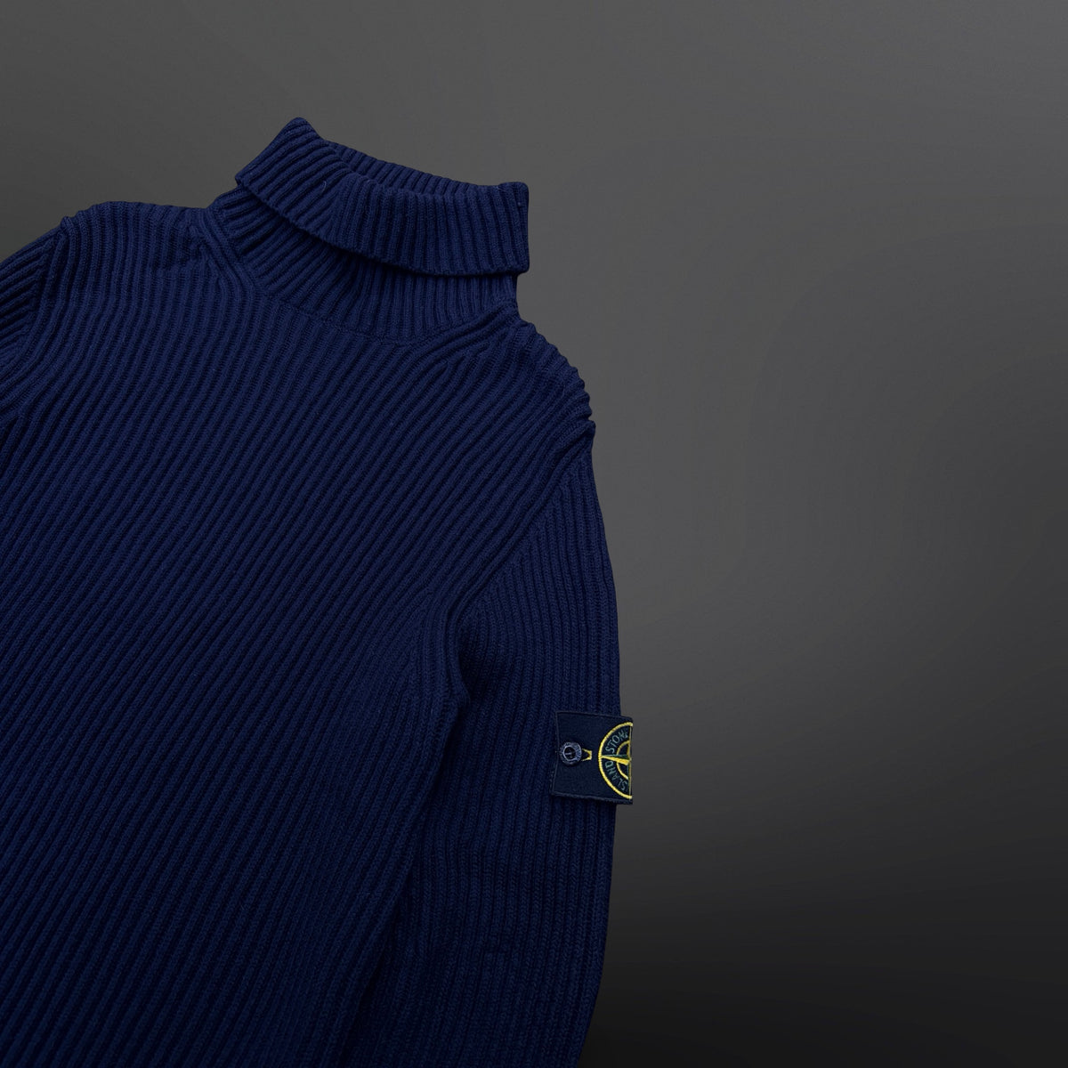 Stone Island Ribbed Wool Roll Neck – Navy – Size L