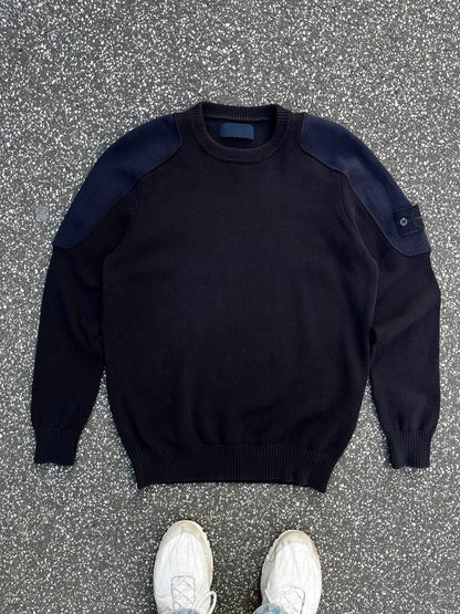 Stone Island Ghost Navy Sweater Strik Knit L Large Brugt Used