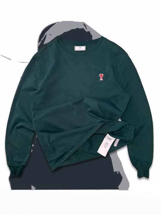 Brugt Used Sweatshirt Ami Paris Long sleeve Trøje i XL herre i Grøn Green farve i god stand