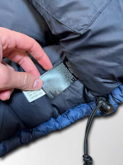 Brugt Puffer Dunjakke The North Face nuptse 700 Varm Vinterjakke i L large mænd Mørkenlå Sort i god stand