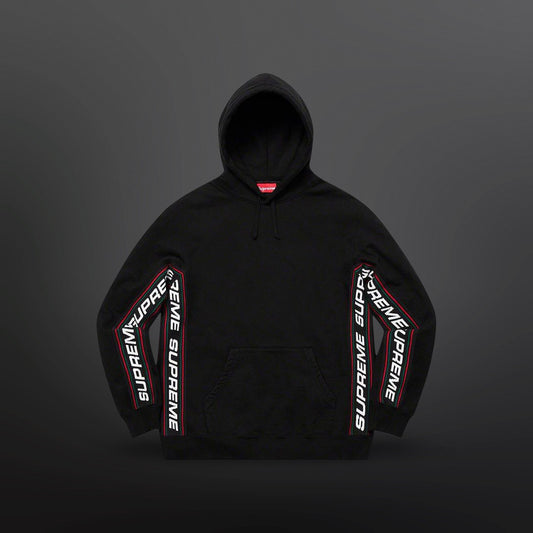 Supreme Text Rib Hooded Sweatshirt Hoodie Hættetrøje Sort L Large