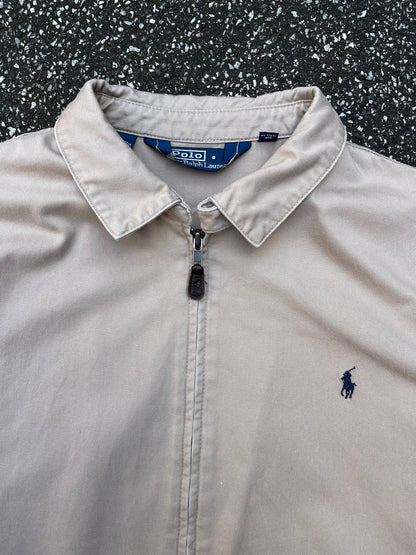 Brugt Used Vintage Polo Ralph Lauren Harrington jakke i beige Old Money style XL extra large