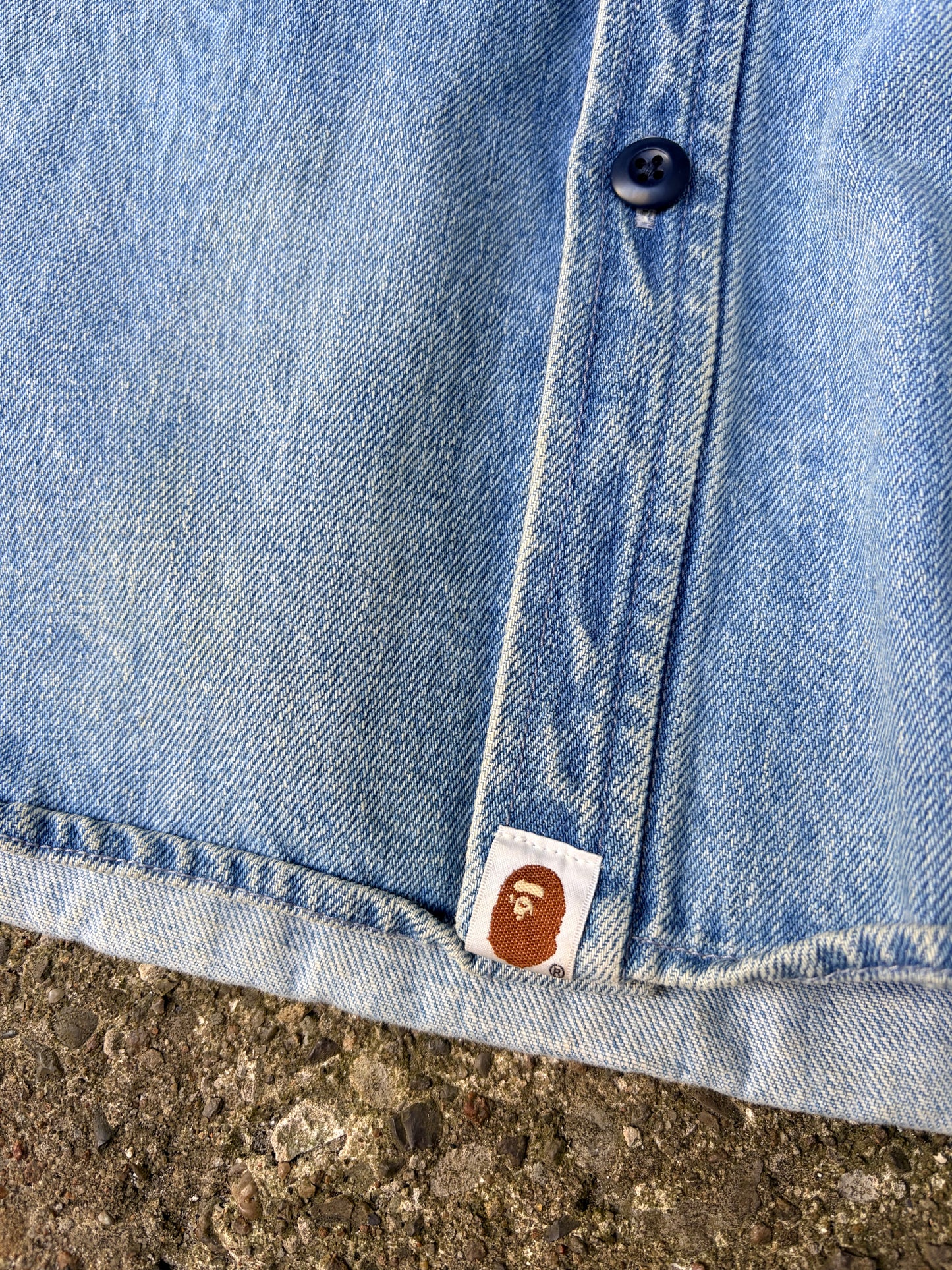 A Bathing Ape Bape Denim Skjorte L Large Blå