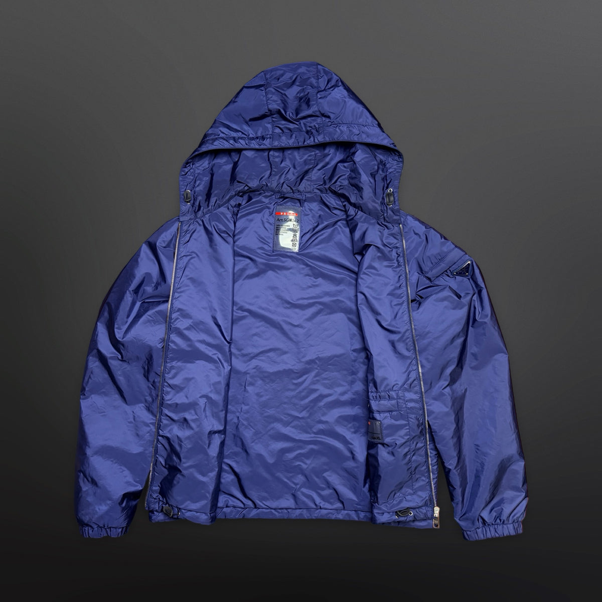 Prada Nylon Hooded Jacket – Blue – XL