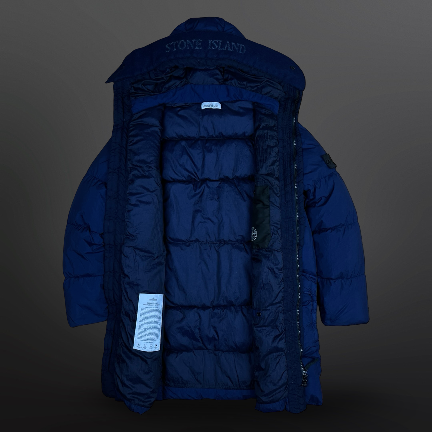 Stone Island Crinkle Reps Down Parka – Navy Str. L