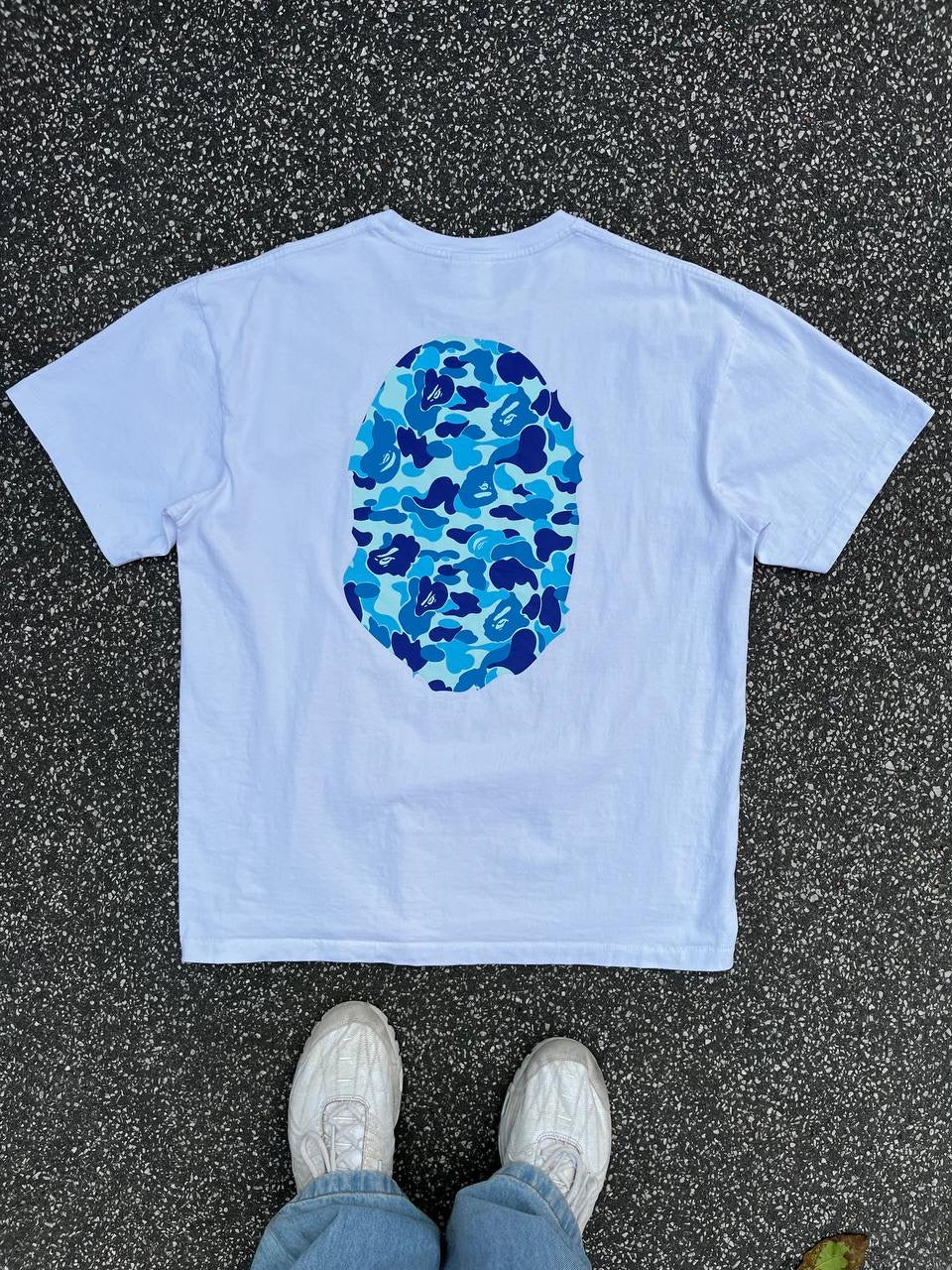 Bape A-Bathing Ape Tee T-Shirt XL Hvid Double Logo Brugt Used