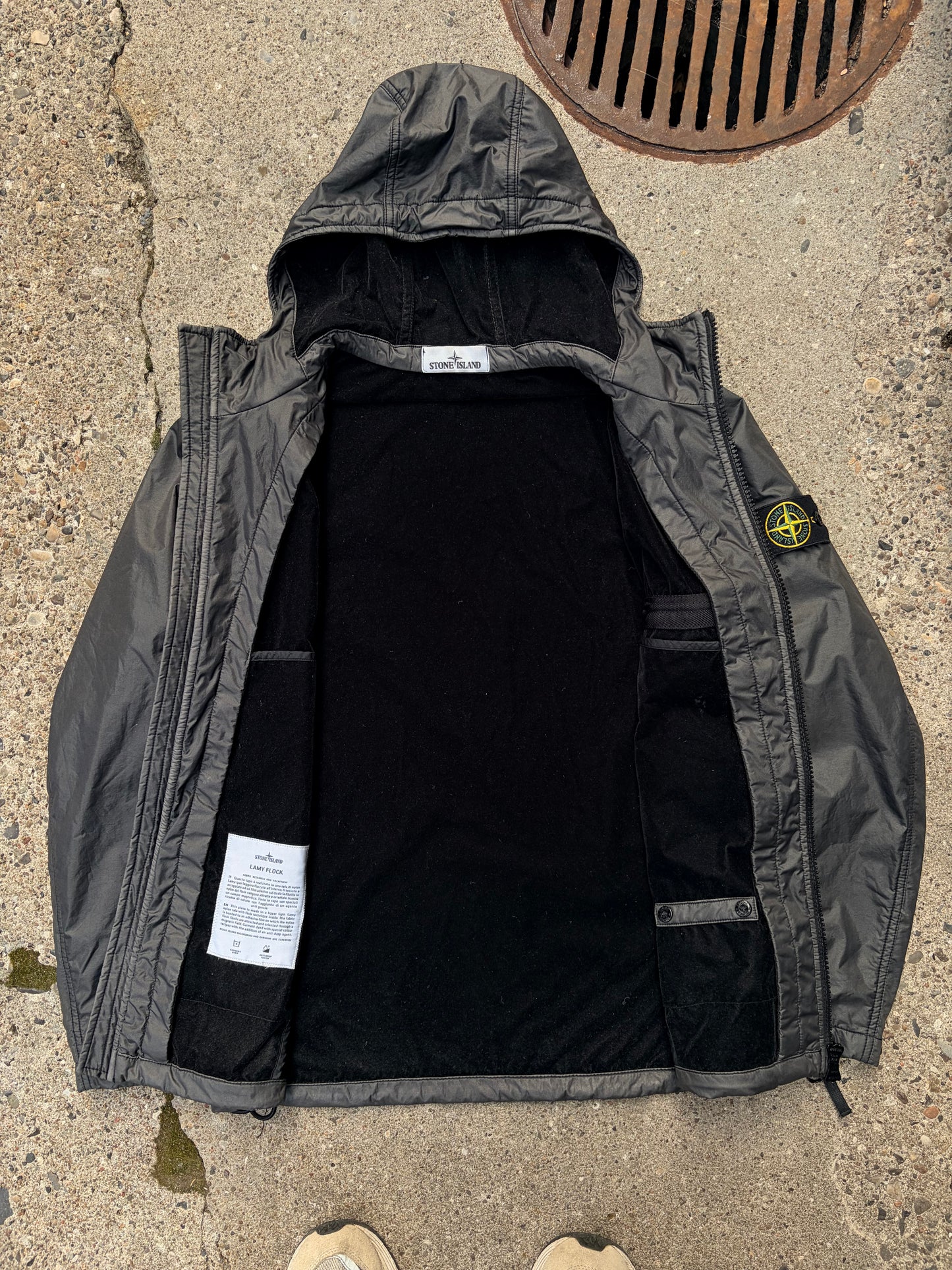 Stone Island Lamy Flock Hooded Jacket – Black – Size S