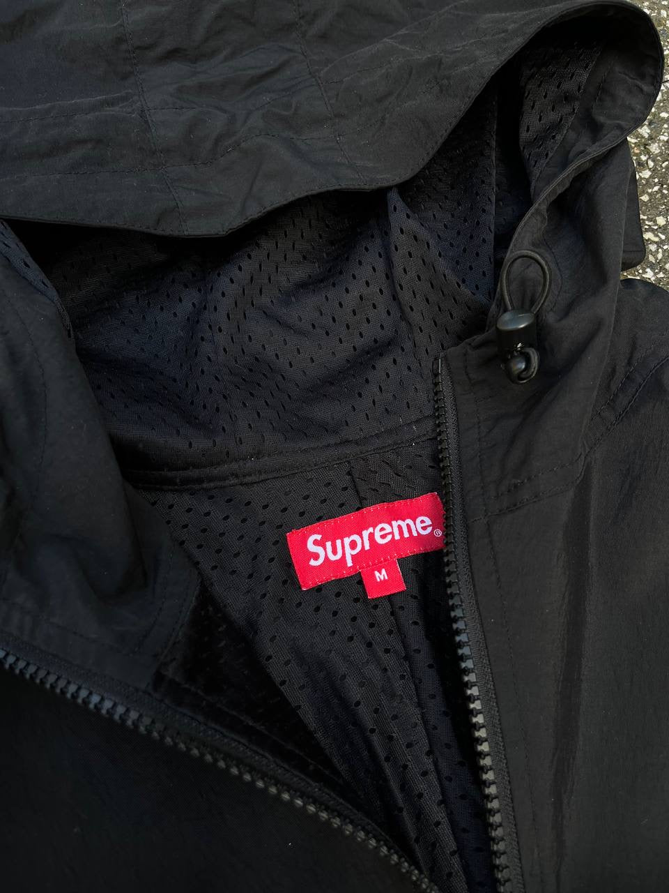 Supreme Reflective Taping Hooded Pullover M Medium Sort Black