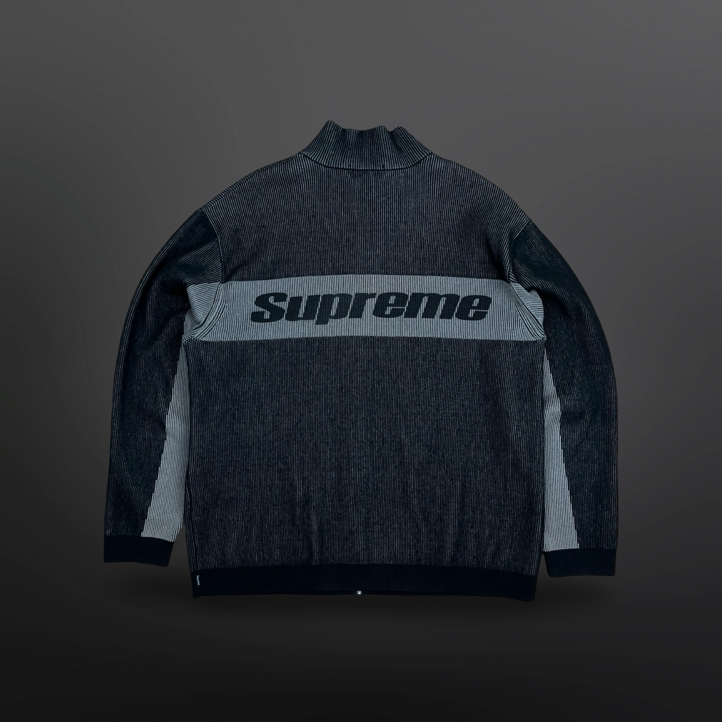 Supreme Full Zip Sweater – Black/Grey Str. L