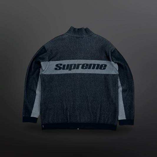 Supreme Full Zip Sweater – Black/Grey Str. L