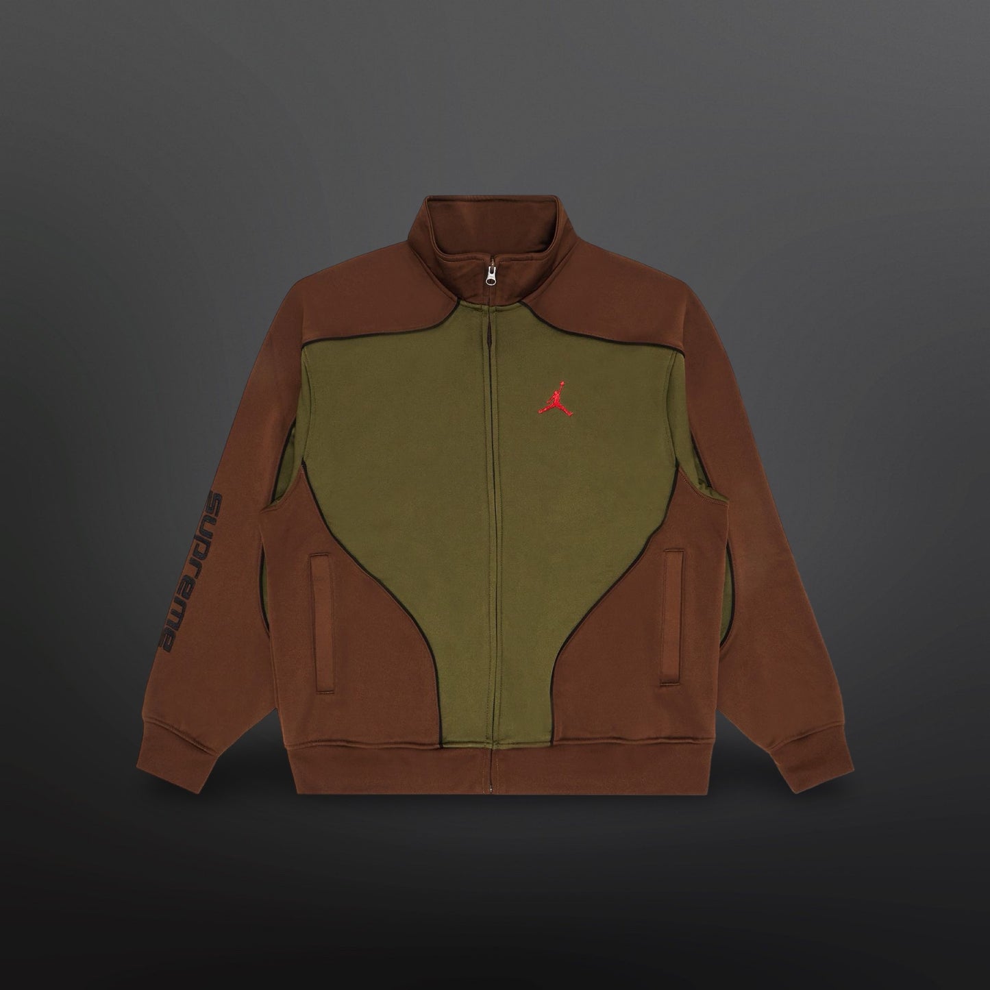 Supreme x Jordan Tricot Track Jacket – Olive/Brown M Medium