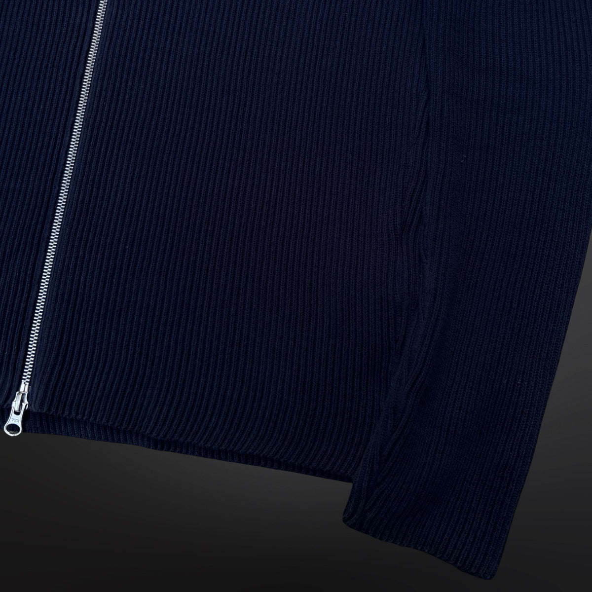 Stone Island Ribbed Cotton Zip Cardigan – Navy – Small